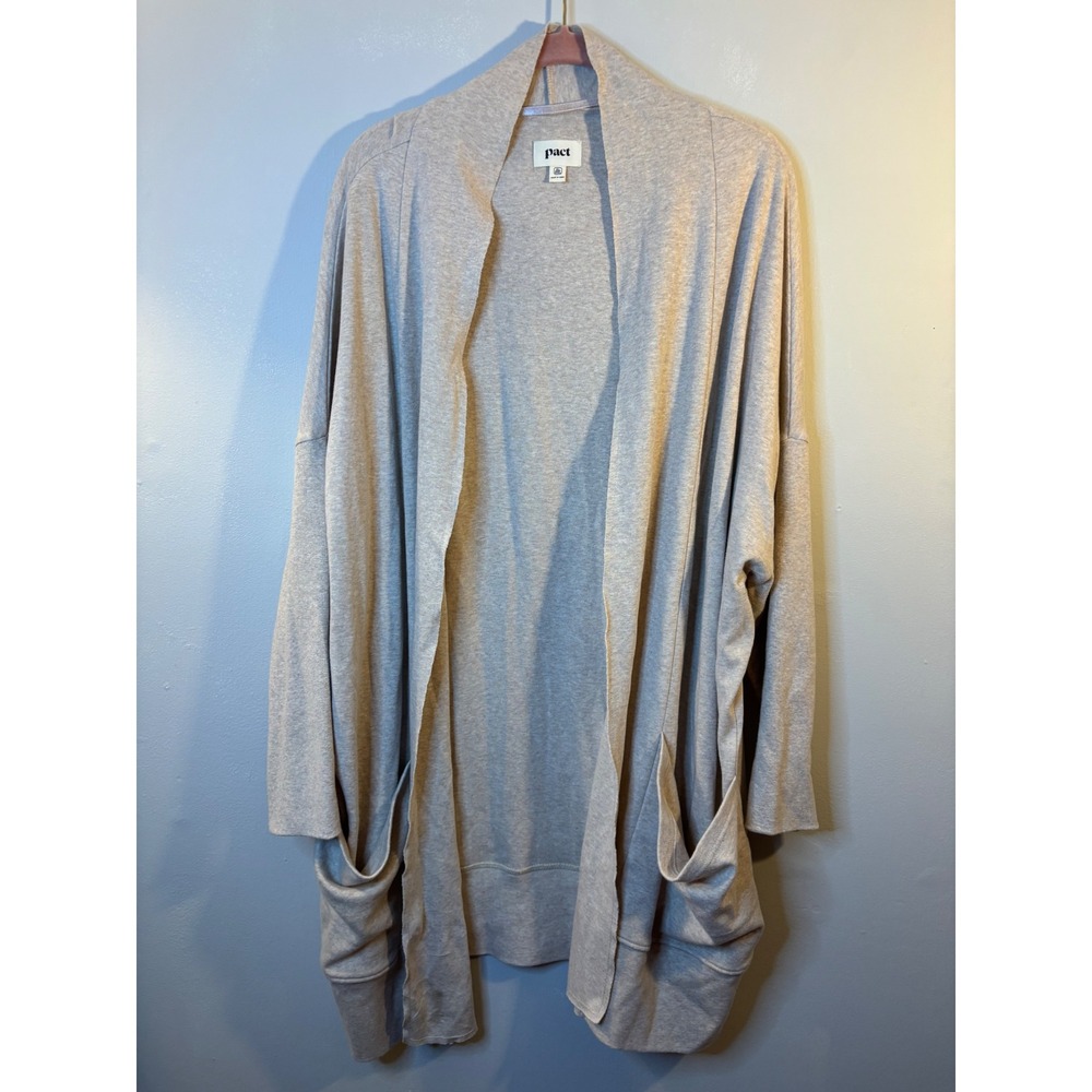 PACT Beige Oatmeal‎ Organic Cotton Open Front Cardigan XL XXL